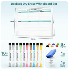 Desktop dry erase whiteboard set with 12 in x 16 in stand, 10 markers, 6 magnets