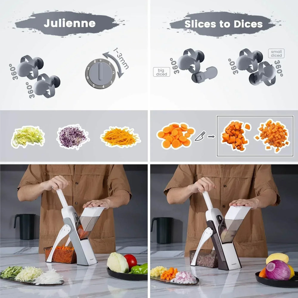 Mandoline Slicer for Vegetables Fruits, Adjustable Thickness Stainless Steel Food Cutter & Chopper, Safe and Quick Meal Preparation - USA MEGA SHOP