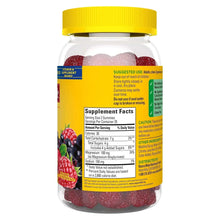 Magnesium glycinate gummy supplement bottle back label with Supplement Facts and pills