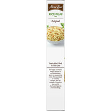 Rice pilaf mix box side panel with “Grain Mix Filled to This Line”