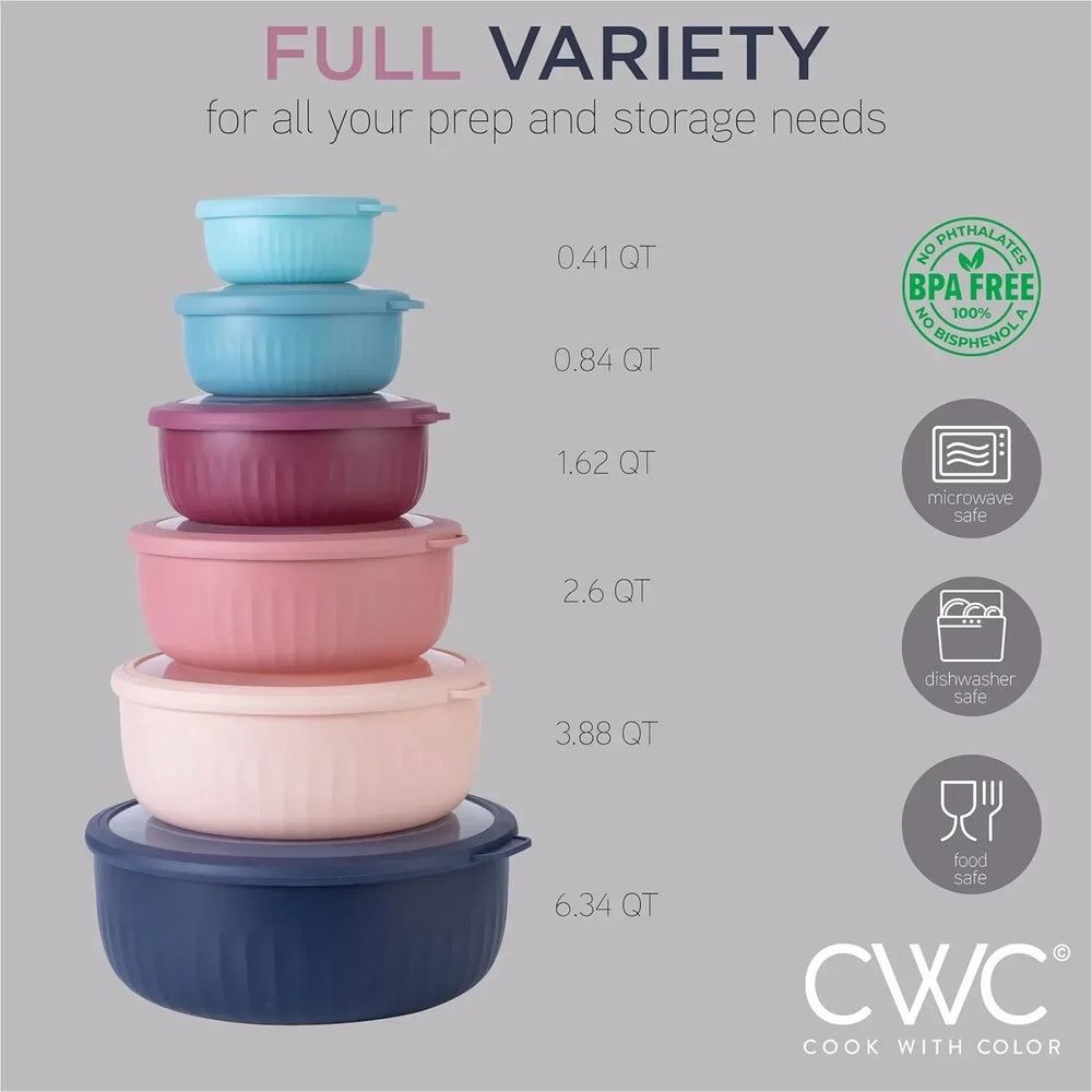 COOK WITH COLOR Meal Prep Containers Wide Mixing Bowls Food Storage Containers with Lid - USA MEGA SHOP