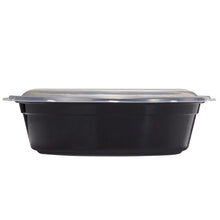 Single round 3-compartment meal prep container with clear lid and dark base