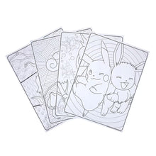 Pack of four Pokémon-themed line-drawing coloring sheets with outlines