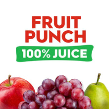 Fruit Punch label with 100% juice banner and assorted fruit icons