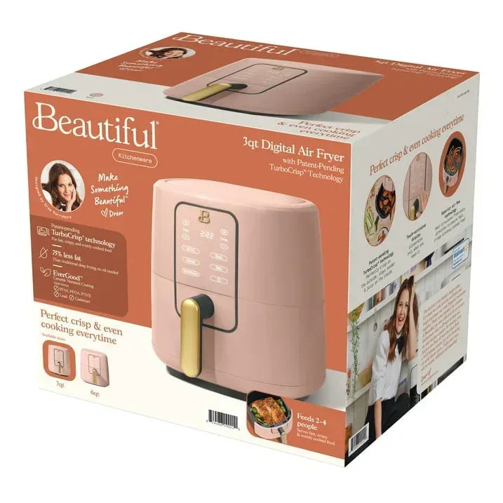 Beautiful 3 Qt Air Fryer with TurboCrisp Technology, EverGood Ceramic Nonstick Coating, Thyme Green by Drew Barrymore