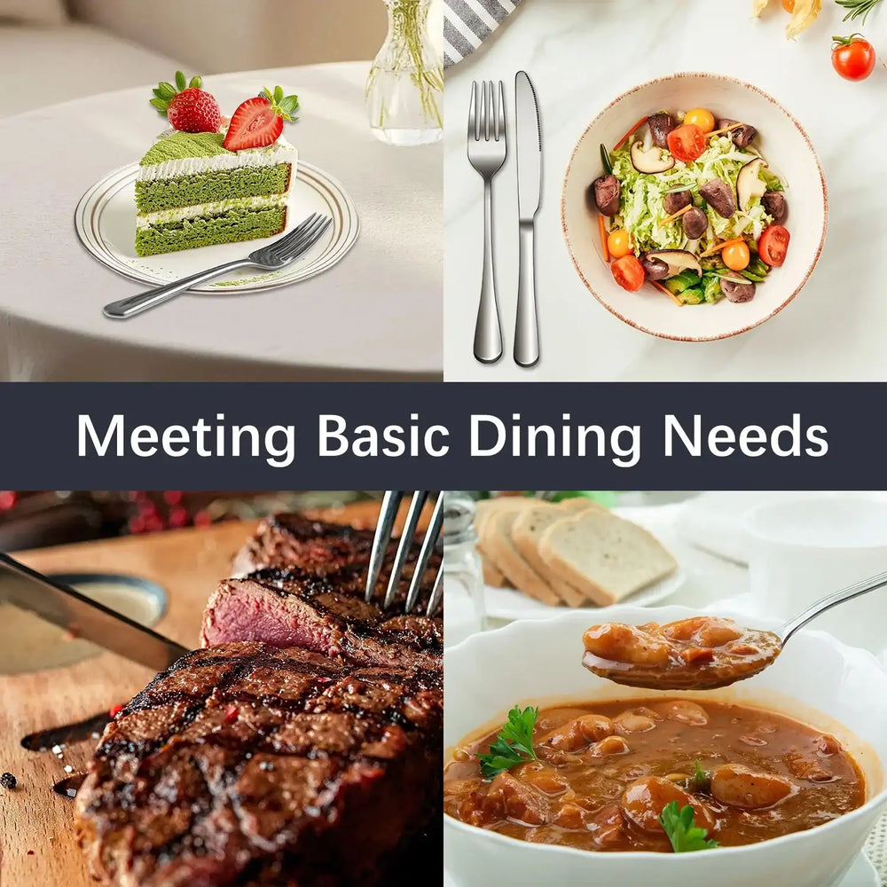 Bluebow Silverware Set with Steak Knives, Flatware Cutlery Set for 4, Food-Grade Stainless Steel Kitchen Tableware Set