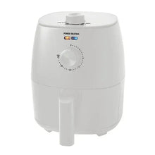 Arctic white air fryer with front control dial and heating indicator lights