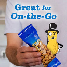 Planters salted nuts pouch held in hand, convenient on-the-go snack