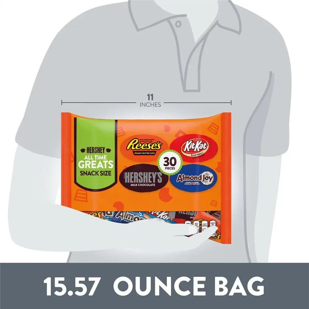 Hershey Assorted Chocolate Snack Size Candy, Variety Bag 15.57 Oz, 30 Pieces