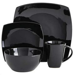 Gibson Soho Lounge Square 16-Piece Dinnerware Set - Black