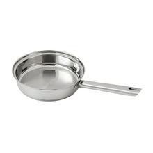 Stainless steel saucepan with long handle and flat rim