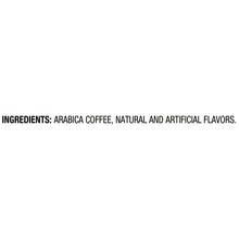 Coffee pod ingredients label: arabica coffee with natural and artificial flavors