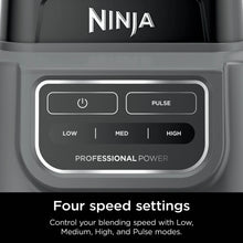 Dark gray blender control panel with buttons for power, pulse, and speed settings