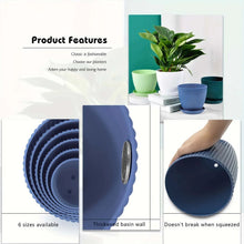 Thickened navy ribbed plastic planter with rounded base wall detail.