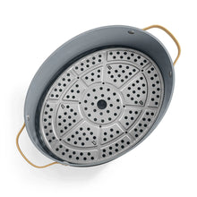 Perforated stainless-steel steaming insert for electric multi-cooker, round with grid holes