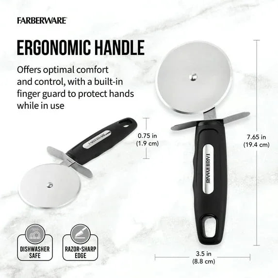 Farberware Professional Stainless Steel Pizza Cutter with Black Handle - USA MEGA SHOP