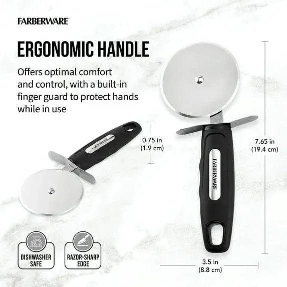 Farberware Professional Stainless Steel Pizza Cutter with Black Handle