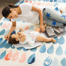 Portable diaper changing pad and wipes case set up for baby change