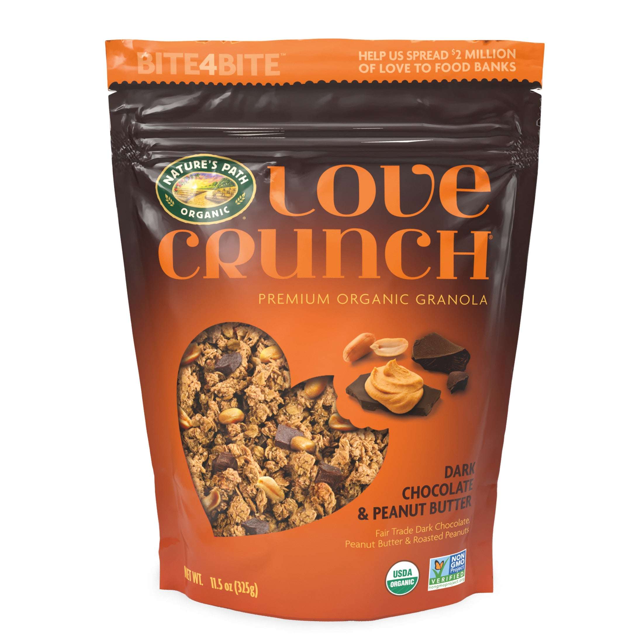 Love Crunch Organic Granola, Dark Chocolate & Peanut Butter, 11.5oz Pouch