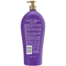 Purple biotin collagen peptide conditioner bottle with back label