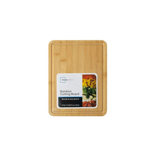 Mainstays bamboo cutting board packaging with juice groove and non-slip design