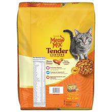 Meow Mix Tender Centers dry cat food bag back panel with nutrition and barcode