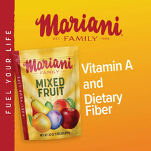 Mariani mixed fruit pouch showing Vitamin A and dietary fiber benefits.