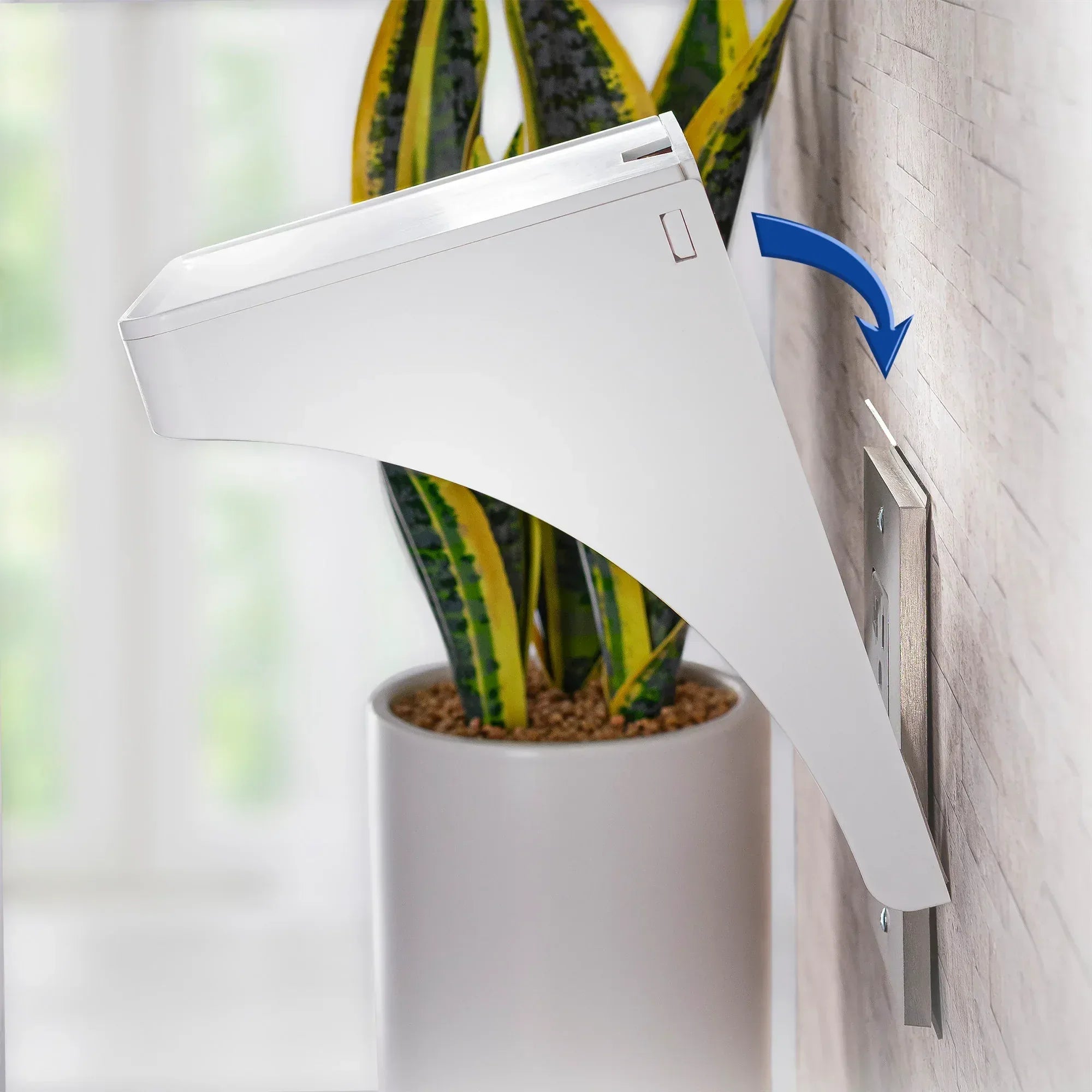 onn. White Outlet Shelf with Power Cord Storage Compartment