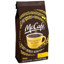 McCafe Breakfast Blend ground coffee bag, angled front view, 12 oz