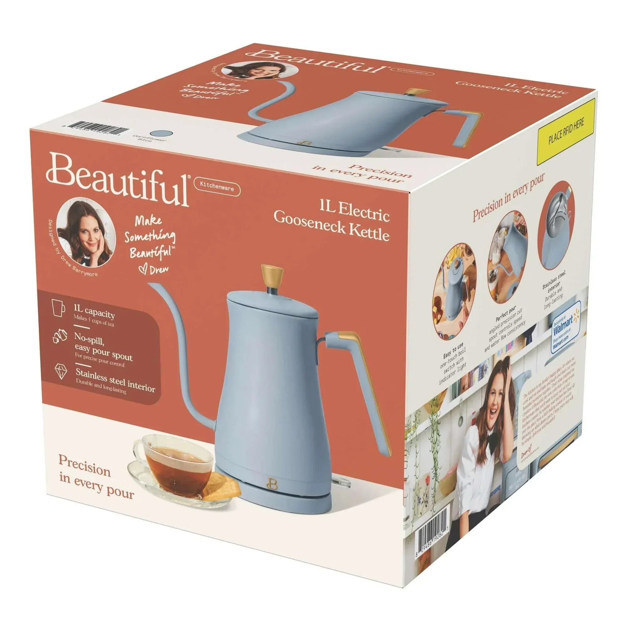Beautiful 1-Liter Electric Gooseneck Kettle 1200 W, by Drew Barrymore