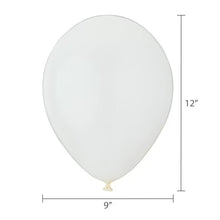 12-inch white latex balloon with size markings