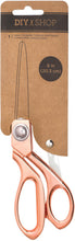 Rose gold metal craft scissors on packaging card, 8 in shown