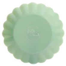 Jade scalloped plate back with embossed logo center
