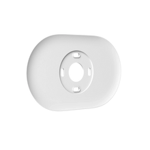 Google steel thermostat wall plate underside with two mounting holes and central opening