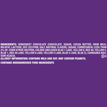 Chocolate candy bag ingredients label panel with allergens and bioengineered info