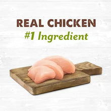 Chicken jerky treats “Real Chicken #1 ingredient” label with chicken pieces