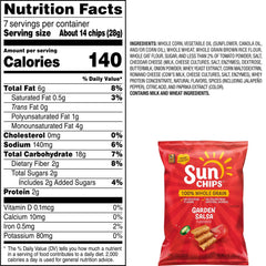 SunChips 100% Whole Grain Garden Salsa Snack Chips Bag, 7 oz