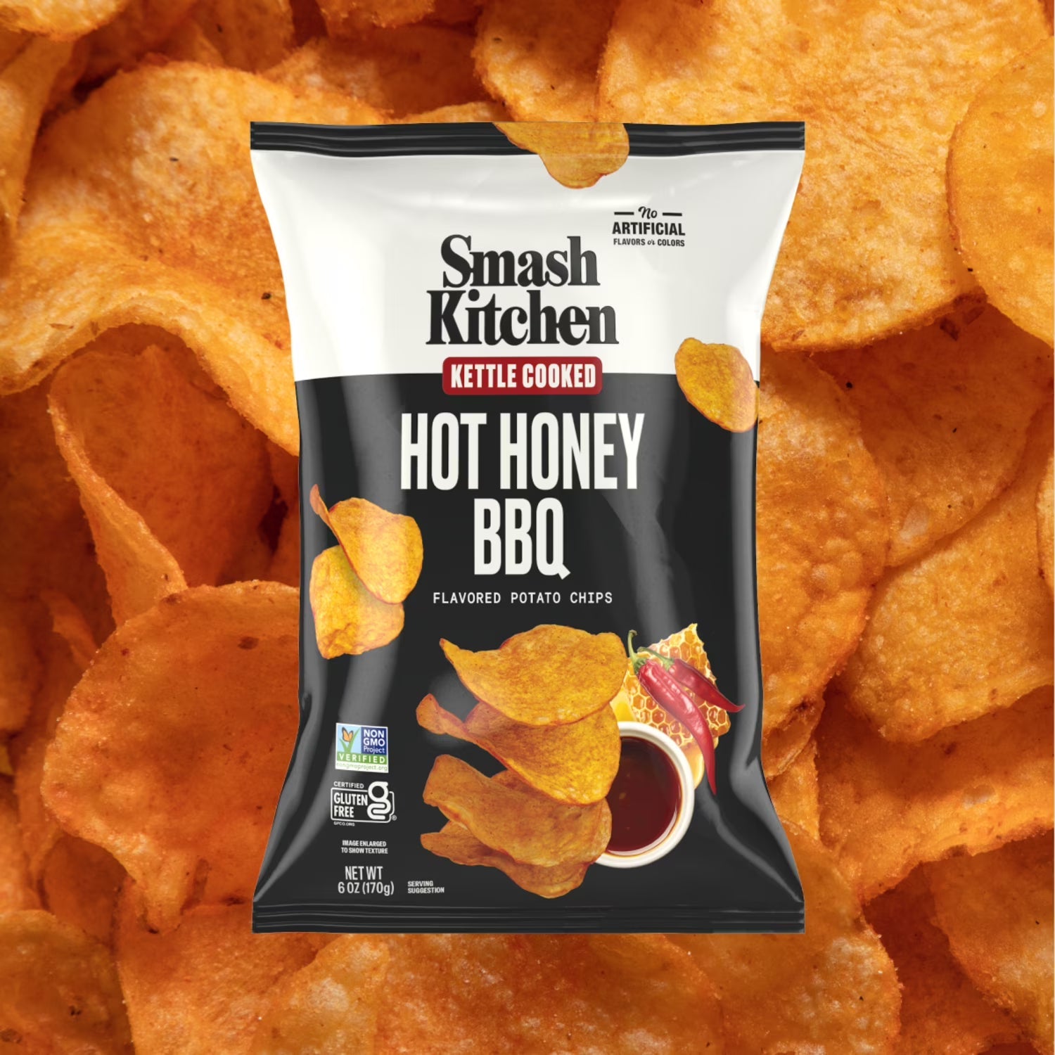 Smash Kitchen Hot Honey BBQ Non-GMO Kettle Chips, 6 oz
