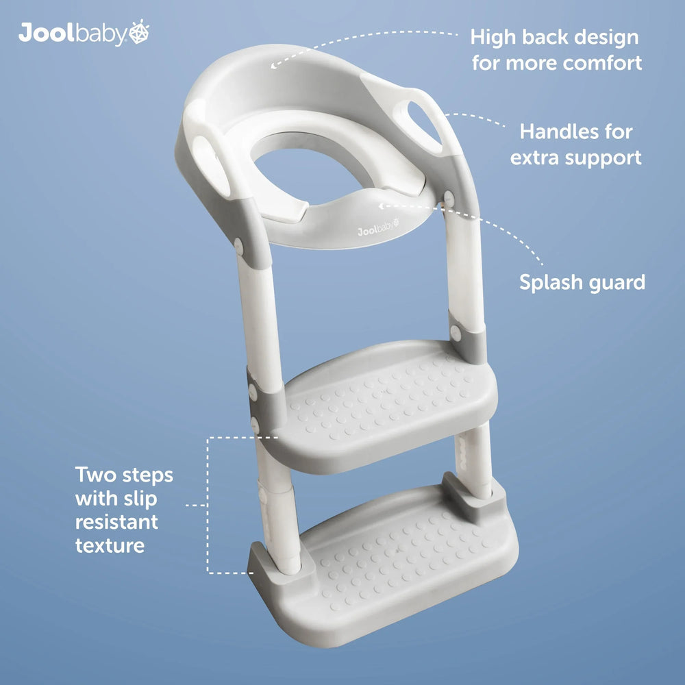 Jool Baby Potty Training Seat with 2 Step Ladder for Toddlers â€“ Splash Guard, Adjustable Height (Gray) - USA MEGA SHOP