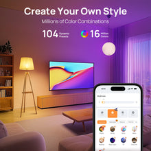 Linkind smart color-changing light bulb with smartphone app showing color presets