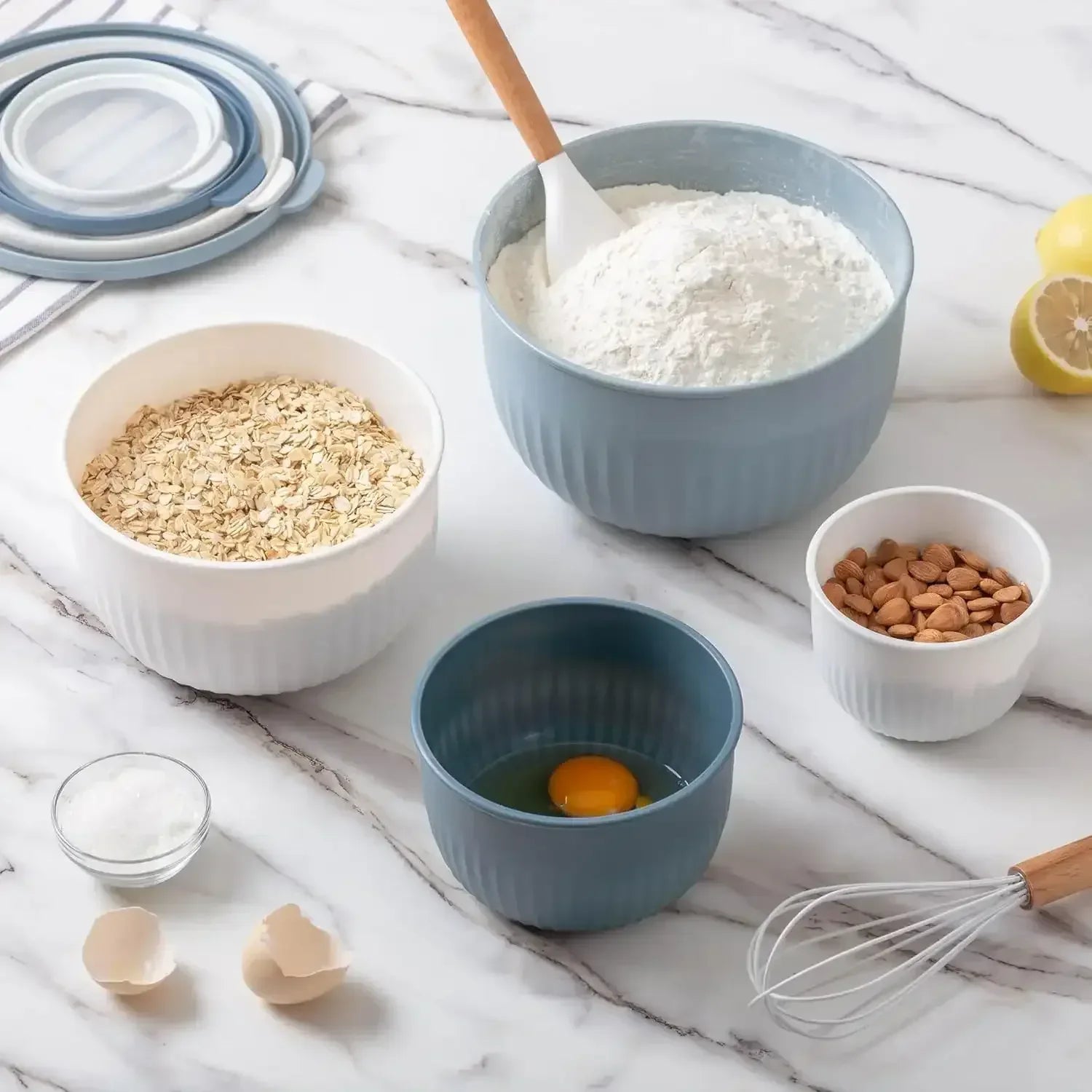 COOK WITH COLOR Meal Prep Containers Wide Mixing Bowls Food Storage Containers with Lids