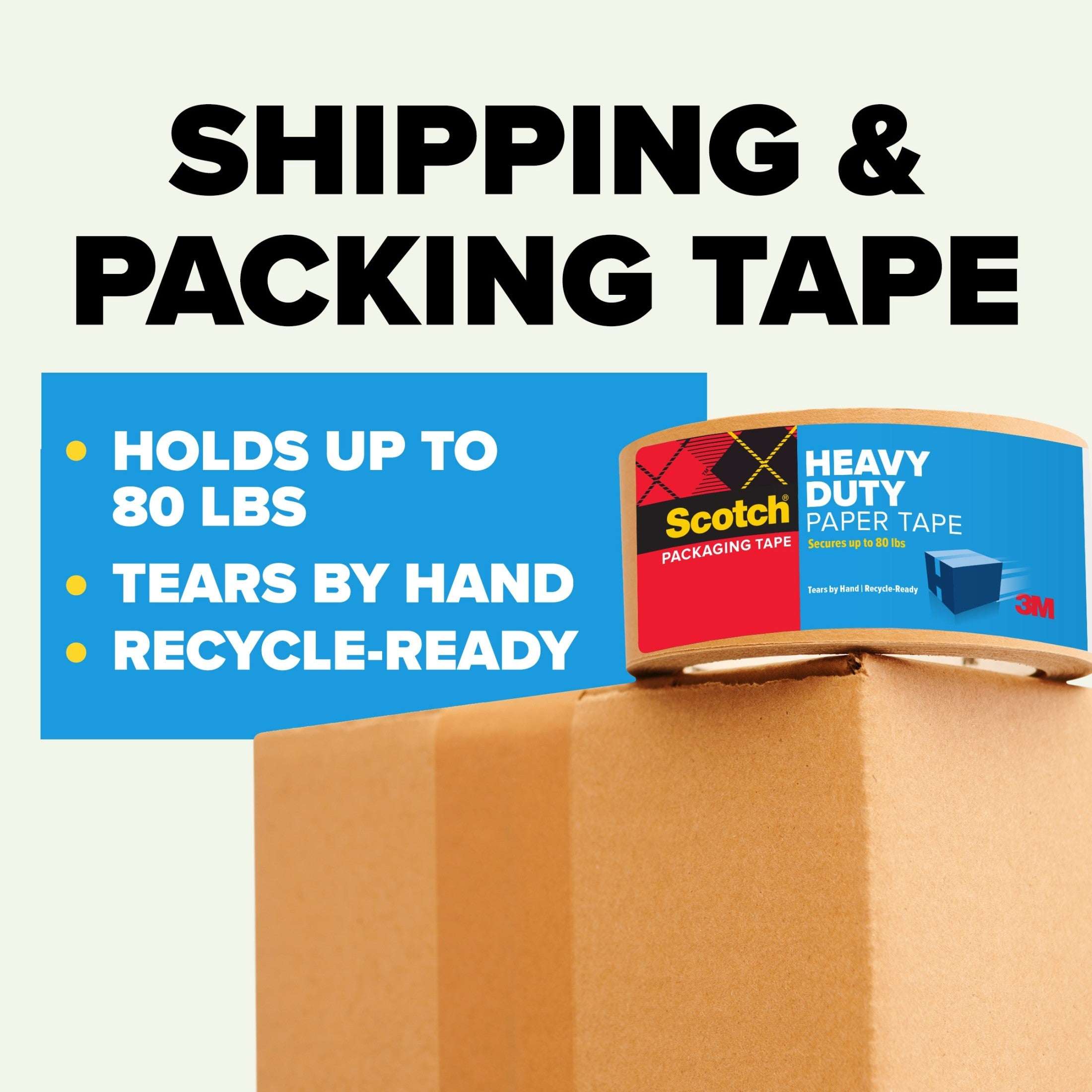 Scotch Heavy Duty Paper Packaging Tape, 1.88 in x 24.9 yd, 1 Roll