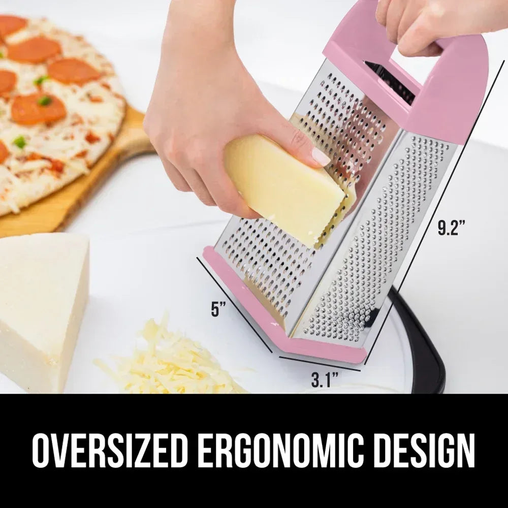 GORILLA GRIP Cheese Grater, BPA Free Stainless Steel Box Graters, Cheeses and Veggie Shredder