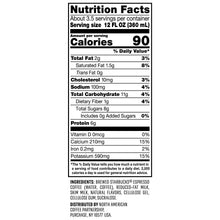 Nutrition Facts label for Starbucks Lite vanilla latte, calories and nutrients