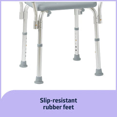 Medline Bath Chair and Shower Chair with Back and Armrests for Elderly, 13.5-In Seat, 350 lb Weight Capacity, Gray