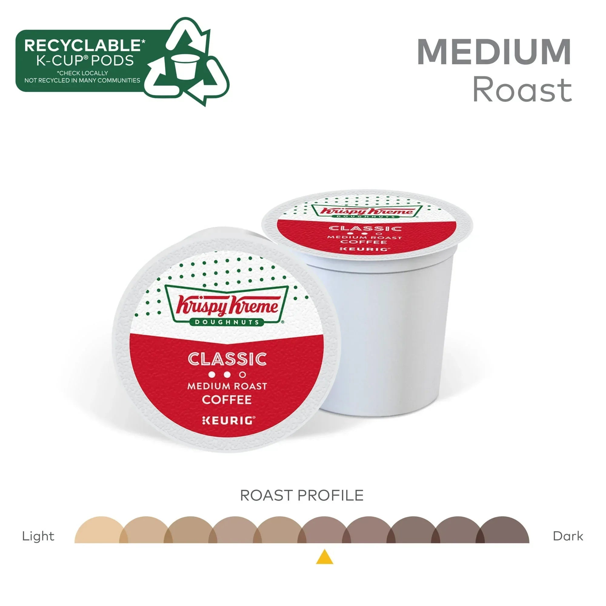 Krispy Kreme Classic Coffee, Medium Roast K-Cup Coffee Pods, 24 Count