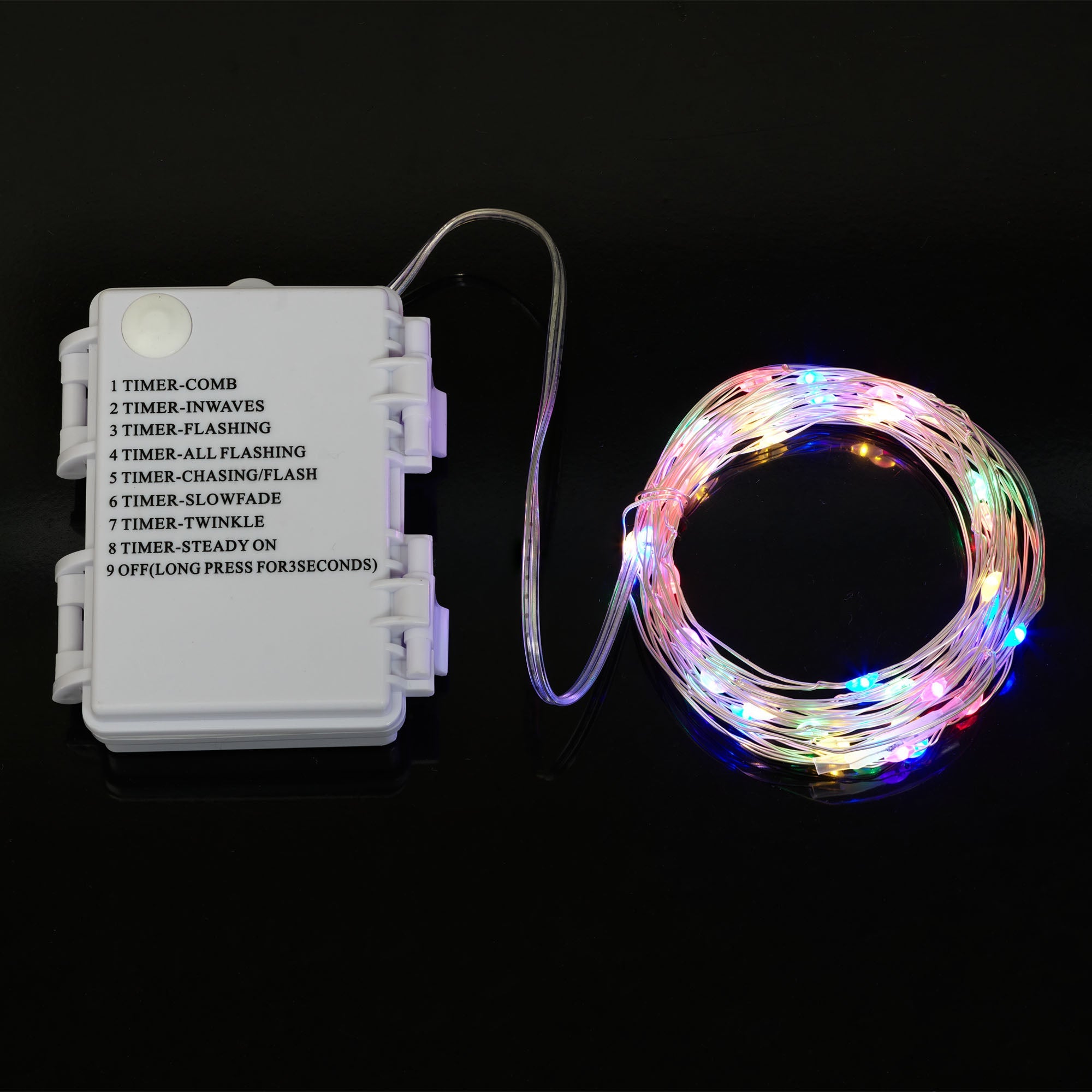 Mainstays Battery-Operated Indoor 50-Count LED Multi-Color Wire Lights, with 8 Lighting Modes