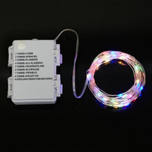 LED wire lights with battery timer controller and multicolor glowing strand