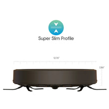 Slim robot vacuum profile with side brushes and wheels