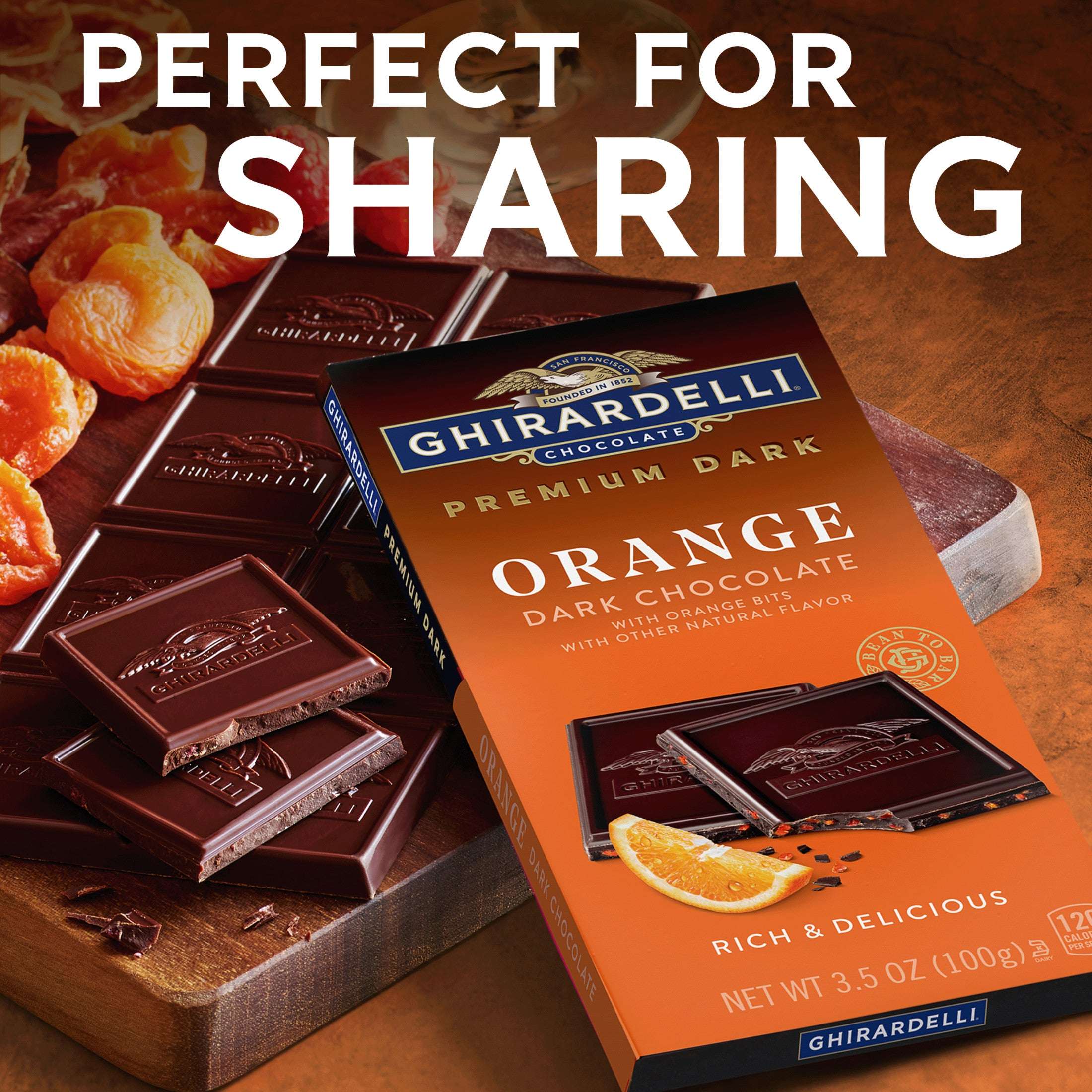GHIRARDELLI PREMIUM DARK Orange Dark Chocolate Bar, 3.5 oz Bar